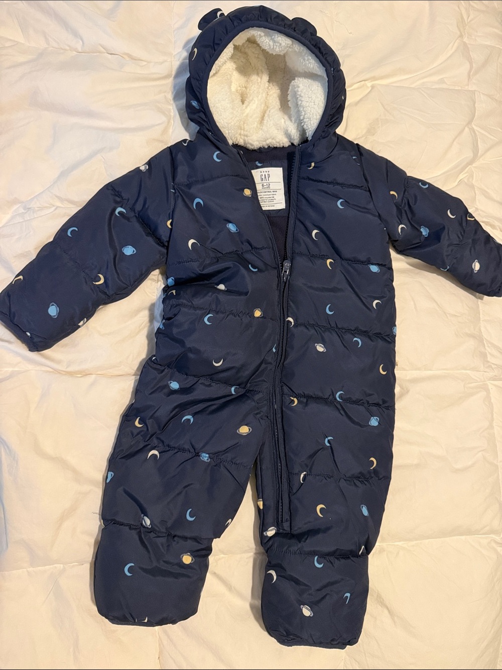 Baby GAP Navy Moon & Planet Print Infant Snowsuit 6-12 Months